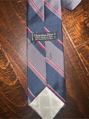 Vintage Christian Dior tie navy a striped design black label